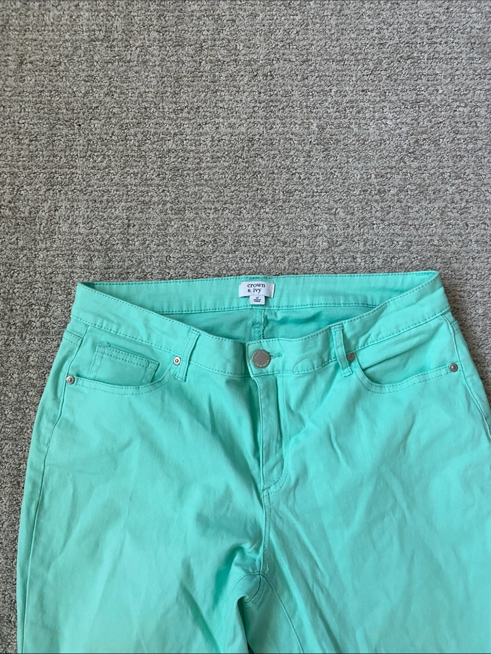 crown & ivy Mint Teal Jeans Pants Size 10 - Picture 3 of 5